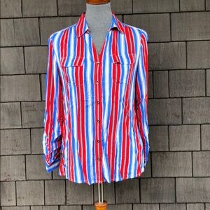 Jones New York Signature Petite Stripped Blouse